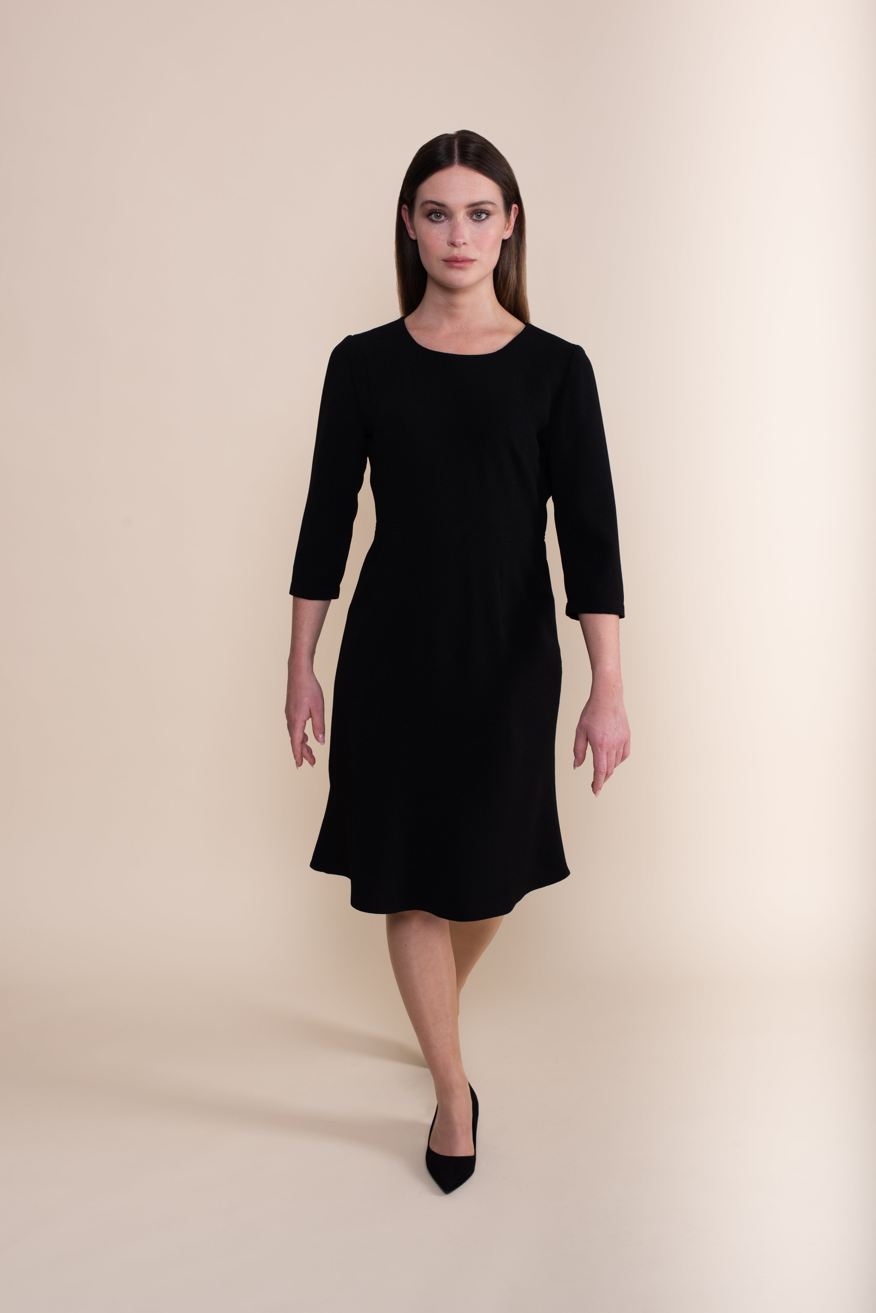 Petite 3/4 Sleeve Black Work Dress